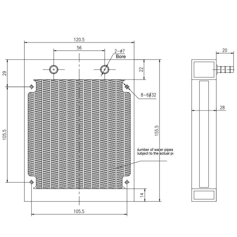 Clyxgs Water Cooling Radiator, 12 Pipe Aluminum Heat Exchanger Radiator with Tube for PC CPU Computer Water Cool System DC12V 120mm - Image 4
